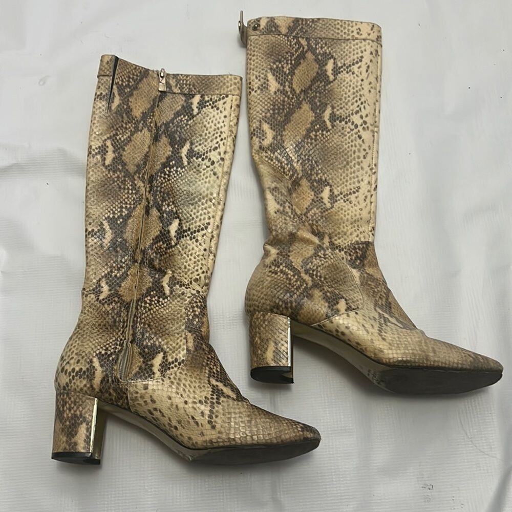 POUR‎ LA VICTOIRE LEATHER SNAKESKIN KNEE HIGH BOOTS SIZE 8.5